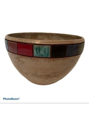 TOBIN STUDIO ART POTTERY BOWL GRAY MULTICOLOR NEW HOME DINING SERVE WARE DECOR